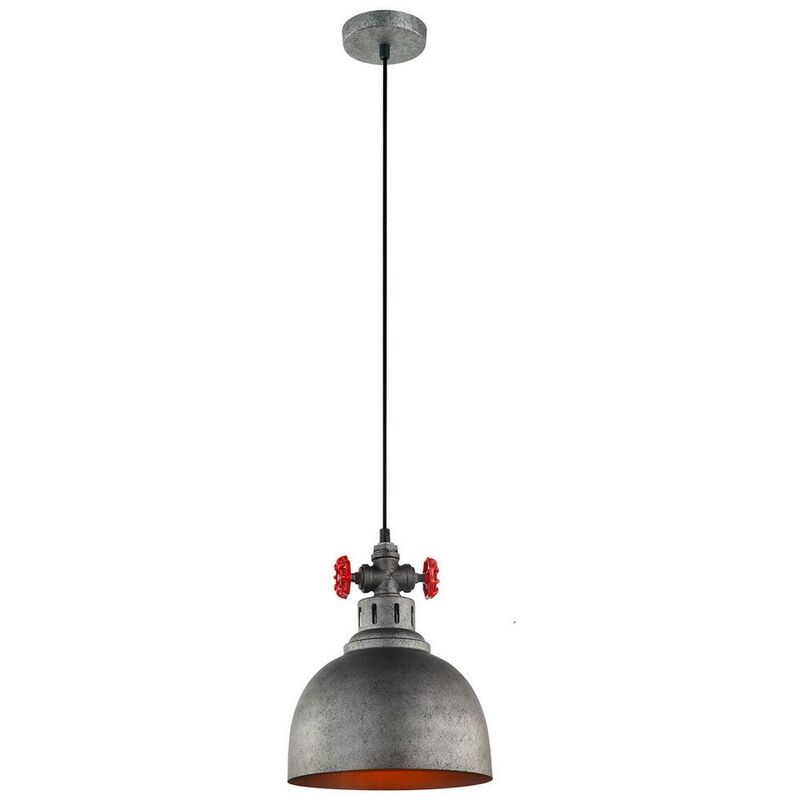 Italux Scrulo - Lámpara colgante industrial y retro gris 1 luz con pantalla gris cepillado, E27