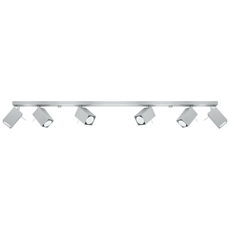 Sollux Merida Barra de 6 focos luz gris gu10 lighting 6l plafond lámpara techo minimalista interiores soporte pantalla bombilla x 40 w 12 led acero con 118 16