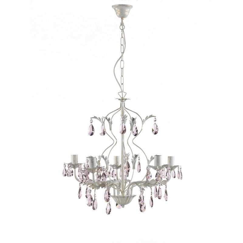 Onli 49205r Spennellato dorado con gotas de cristal rosa marfil kate araña varios brazos