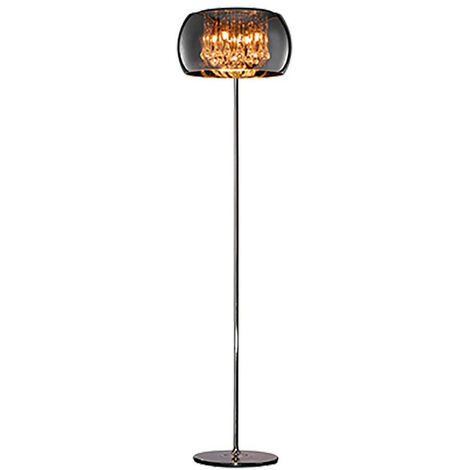 Trio Vapore Lámpara de pie moderna de cristal de 4 luces cromada con interruptor de pie