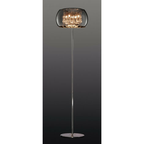 Trio Vapore Lámpara de pie moderna de cristal de 4 luces cromada con interruptor de pie