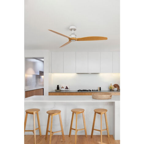 Faro JUST Ventilador Medio Blanco, Madera LigeraVentilador De Techo Con DC Smart Motor 6 Velocidades
