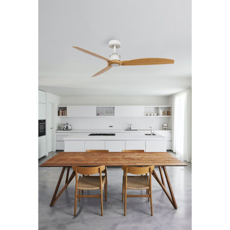 Faro JUST Ventilador Medio Blanco, Madera LigeraVentilador De Techo Con DC Smart Motor 6 Velocidades