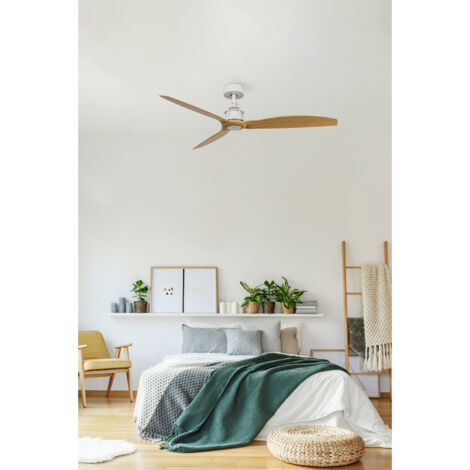 Faro JUST Ventilador Medio Blanco, Madera LigeraVentilador De Techo Con DC Smart Motor 6 Velocidades
