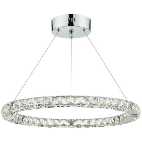 LAMPARA LED CROMO CRISTAL 68W REGULABLE ALARGADA