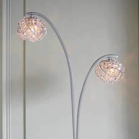 Endon Talia - Lámpara de pie de 2 luces Cromado, Detalle de cristal (K5), G9