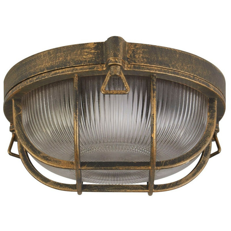 Bulkhead Außenleuchte, Schwarz-Gold-Aluminium, IP44 