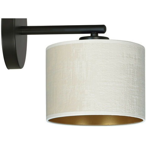 Emibig HILDE Schwarze Wandlampe mit Schirm mit weißen Stoffschirmen, 1x E27