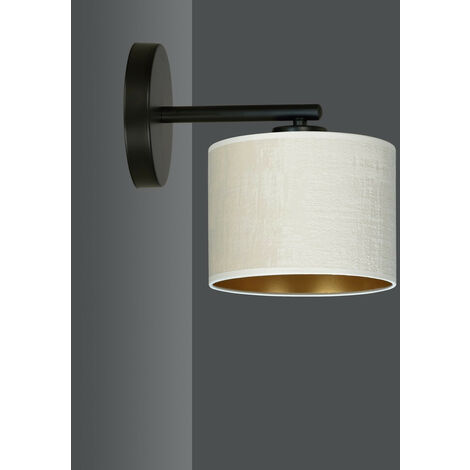 Emibig HILDE Schwarze Wandlampe mit Schirm mit weißen Stoffschirmen, 1x E27