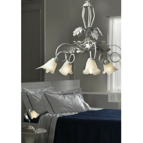ONLI Stehlampe Marilena – 3-flammig, Metall Weiß/silber, Mit Handgefertigten Glas-Schirmen, H 180 Cm