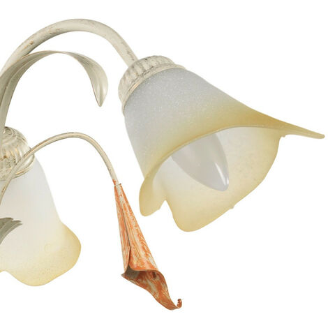 ONLI Calatin Aretta Stehleuchte „Lucrezia“ – Höhe 90 Cm, Elfenbein/Metall, Calla-Glas-Schirm | Made In Italy