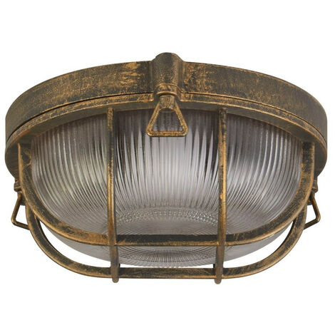 Bulkhead Außenleuchte, Schwarz-Gold-Aluminium, IP44 