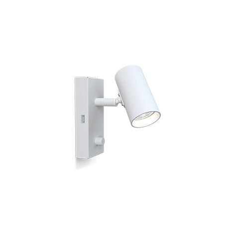 Tyson USB-Leseleuchte links, weiße Struktur, Schalter an Wandtitel, 1x GU10