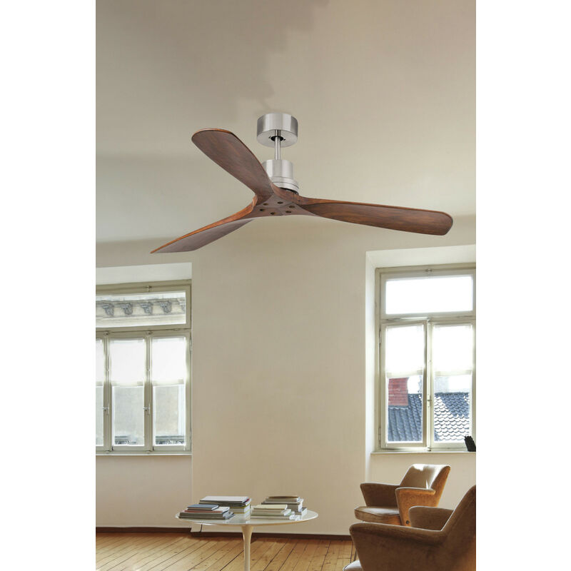 Faro Lantau Grande Ventilatore da Soffitto Nichel Opaco DC Smart, 6 Velocità