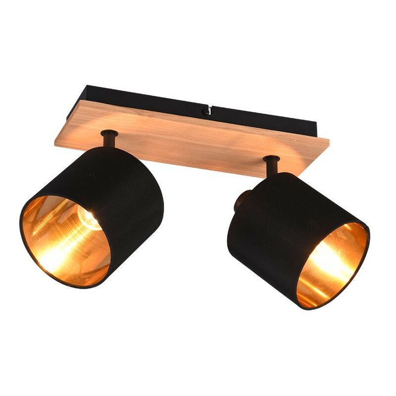 Piantana Salotto Tommy 5 Paralumi Tessuto Nero Oro H163 cm Trio Lighting