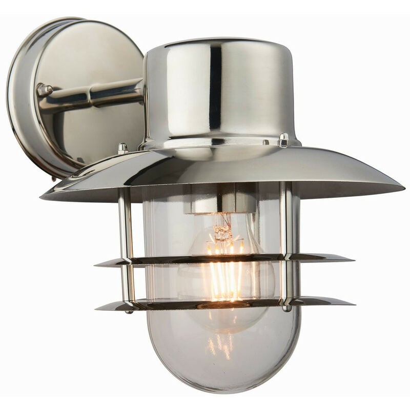 Endon Jenson - 1 Luce da esterno da parete in acciaio inox lucido, vetro  IP44, attacco E27