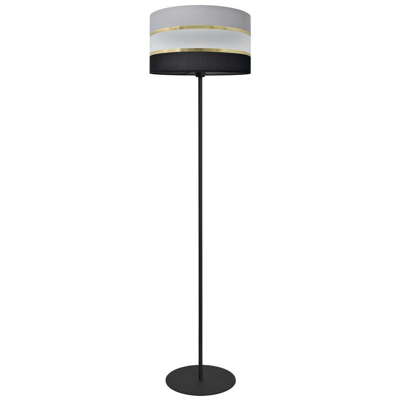 Helam HELEN Lampada da Terra Con Paralume Nero, Oro, Grigio 35cm