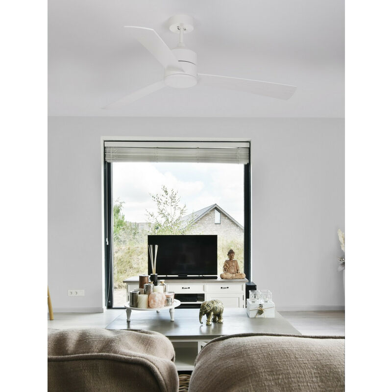 Merano Laval Ventilatore da soffitto in alluminio bianco, bianco,  multistrato di rovere