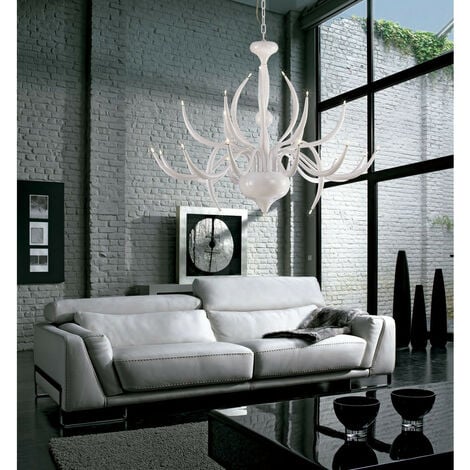 Lampadario moderno elegante pendente bianco stilizzato 60W barra