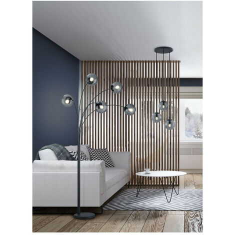 Lampada da terra moderna in cristallo Rayofly, cromata con fuochi d'artificio con interruttore a pedale,G9 a 8 luci, in vetro metallico