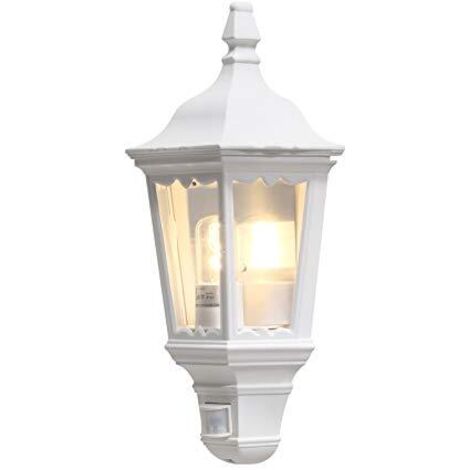 Lampada Da Esterno Con Sensore Movimento FTL - Applique Parete E27, IP44, 3 Modalità, Vetro Nero, 60W Max