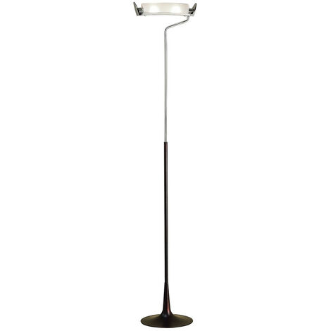 Zira Piantana 2 Luci G9, Cromo Lucido/Vetro Bianco Smerigliato/Wengè, NON LED/CFL Compatibile