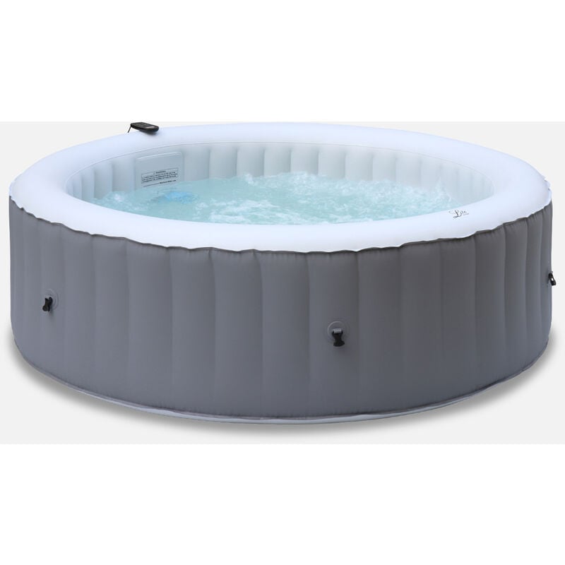 Alices Garden Spa inflable redondo florida 6 gris personas 205 cm pvc bomba inflador 2 filtros mspa