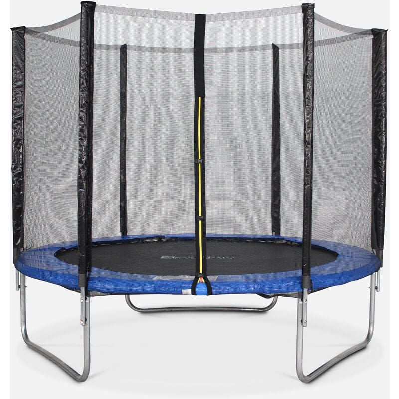 Cama elástica 245 cm, Trampolín para niños azul, aguanta hasta 100 kg (estructura reforzada). Incluye: red de protección- PLUTON