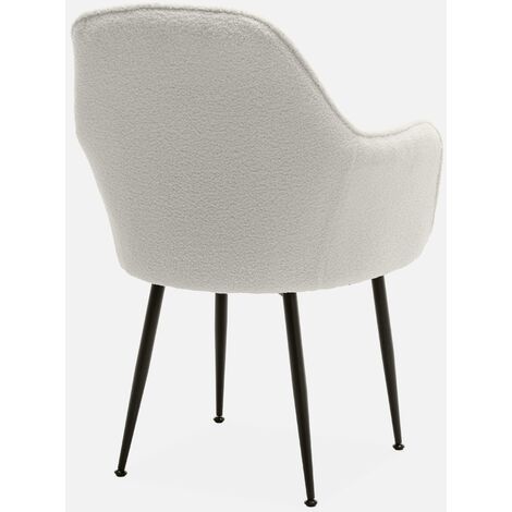 Sillón borreguito con patas de metal, set de 2, Shella borreguito, Borreguito blanco, 57x59x84.5 cm