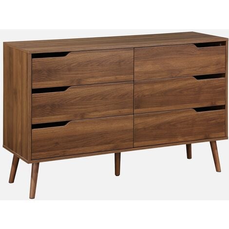 Cómoda en acabado estilo nogal con 6 cajones, Nepal, Decoración en madera de nogal, 120x40x80 cm