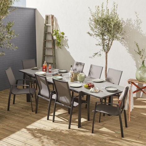 rebanada verbo enviar Conjunto de jardín con mesa extensible - Mesa de aluminio de 200/300 cm con  tapa de