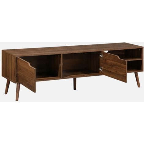 Mueble TV en acabado estilo nogal con 2 puertas, 160cm, Nepal, Decoración en madera de nogal, 160x40x50 cm