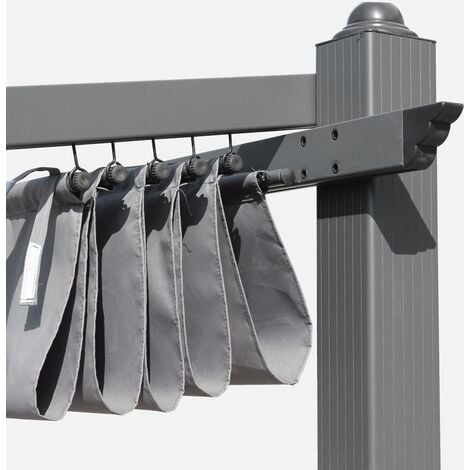 Pérgola 3x4m de aluminio con cubierta corredera, Murum, Gris, 355x290x251 cm