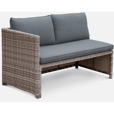 Muebles de jardín de resina trenzada con mesa, 6 plazas, Reggiano, Gris, 120x62x65 cm