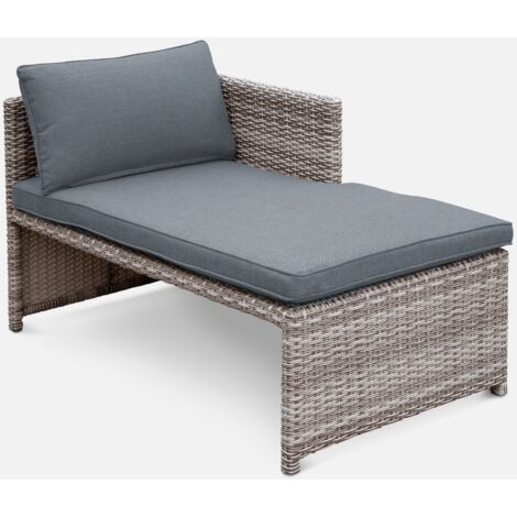 Muebles de jardín de resina trenzada con mesa, 6 plazas, Reggiano, Gris, 120x62x65 cm