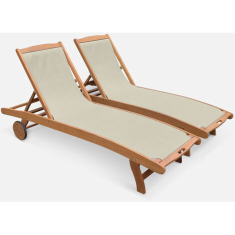 Tumbonas de jardin, Eucalipto, Textileno Gris Pardo | Marbella - Madera