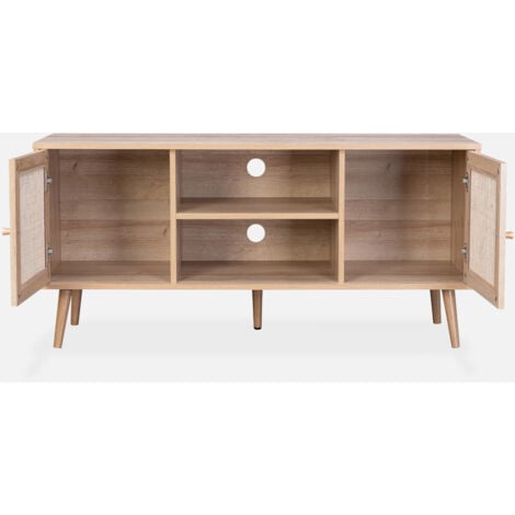 Mueble TV de caña trenzada, 120cm, Boheme, Natural, 120x39x56.5 cm