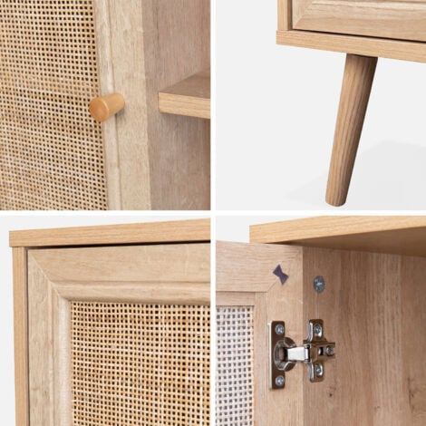 Mueble TV de caña trenzada, 120cm, Boheme, Natural, 120x39x56.5 cm