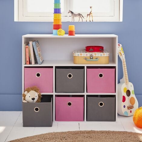 Mueble infantil con 6 cestas, Camille, Rosa, 76.2x29.5x70 cm