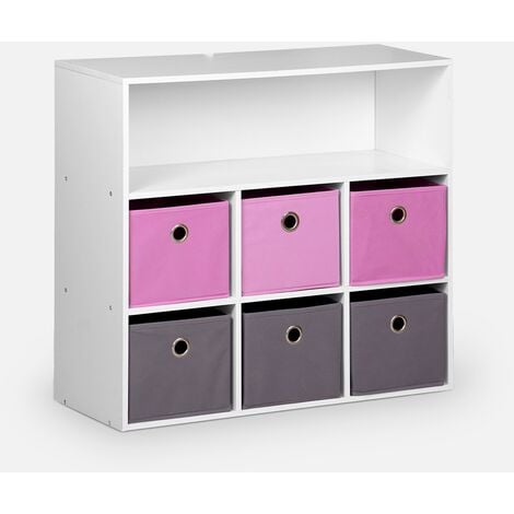 Mueble infantil con 6 cestas, Camille, Rosa, 76.2x29.5x70 cm