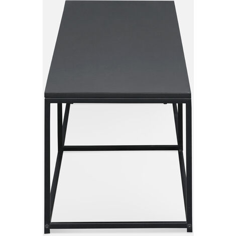 Mueble TV en metal negro 140x40x40cm - Industrial - barra de refuerzo