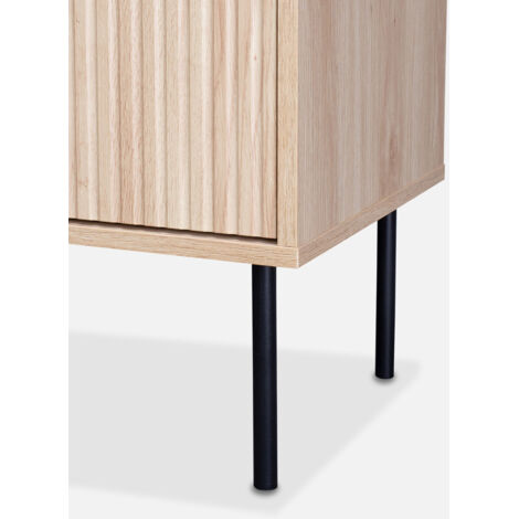 Mueble TV con decoración de madera acanalada, 120cm, Braga, Natural, 120x39x56.2 cm