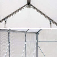 Invernadero con base 250x190x207cm - 5 m² - Aluminio/Policarbonato 4mm - 2 tragaluces de techo - CHENE - Transparente