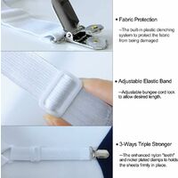 cinghie elastiche regolabili per lenzuola bianco 4 elementi di fissaggio per lenzuola supporto per lenzuola e lenzuola triangolari a 3 vie 