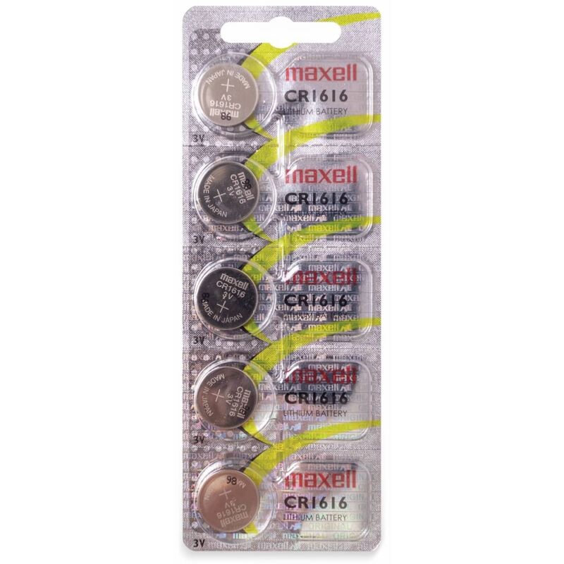 Maxell CR1616 Knopfzellen – 5 Stück, 3V, 55mAh, Für Uhren, Taschenrechner & Mehr