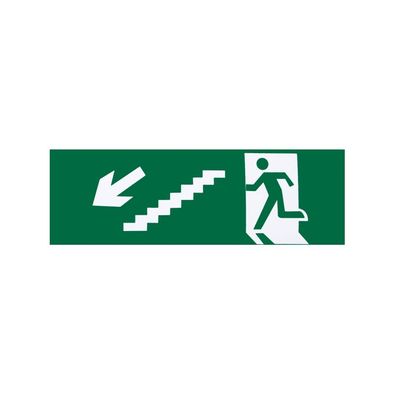 Notausgang Schild – „Treppe Runter Links“, 300 X 150 Mm, Robuste Sicherheitskennzeichnung