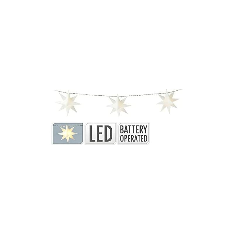 Batteriebetriebene feste Girlande 10 leds dekorative Sterne ø 8cm Licht  white warm 1,5m
