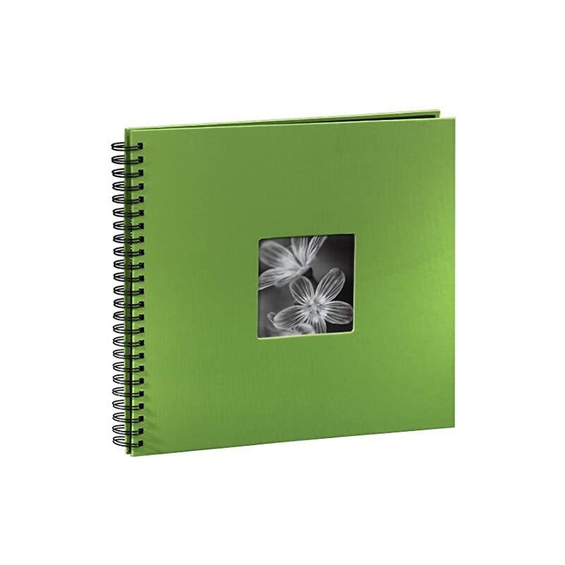 (25 Seiten Blatt), apfelgrün schwarze 50 Hama 32 x Fotoalbum, spiralgebunden, Fine - cm, 36 Art Fotoeinsteckfach, mit