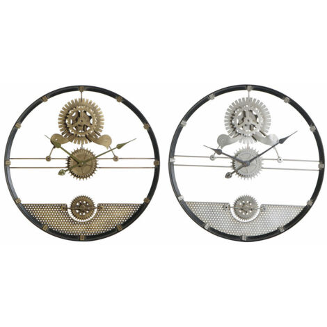 Uhr of Wanduhr ATARFE rustikal gold 40x40x7 cm Zahnräder mit Uhrwerk