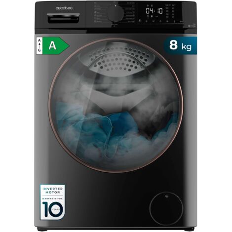 Waschmaschine de Frontlader Stahl de 8 kg de Fassungsvermögen, 1400 U/min, Klasse a, Dampf max, Motor inverter plus, 15 Programme, onsmart, Fuzzy Logic, Smooth Wash, Stop&Go, antibakterieller Gummi